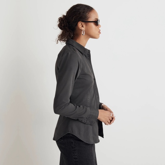 nwt madewell darted button up shirt in (re)generative chino in pavement, size 4 - Picture 3 of 7